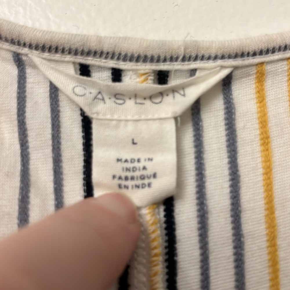 Striped t-shirt with tie neck. - Picture 2 of 3